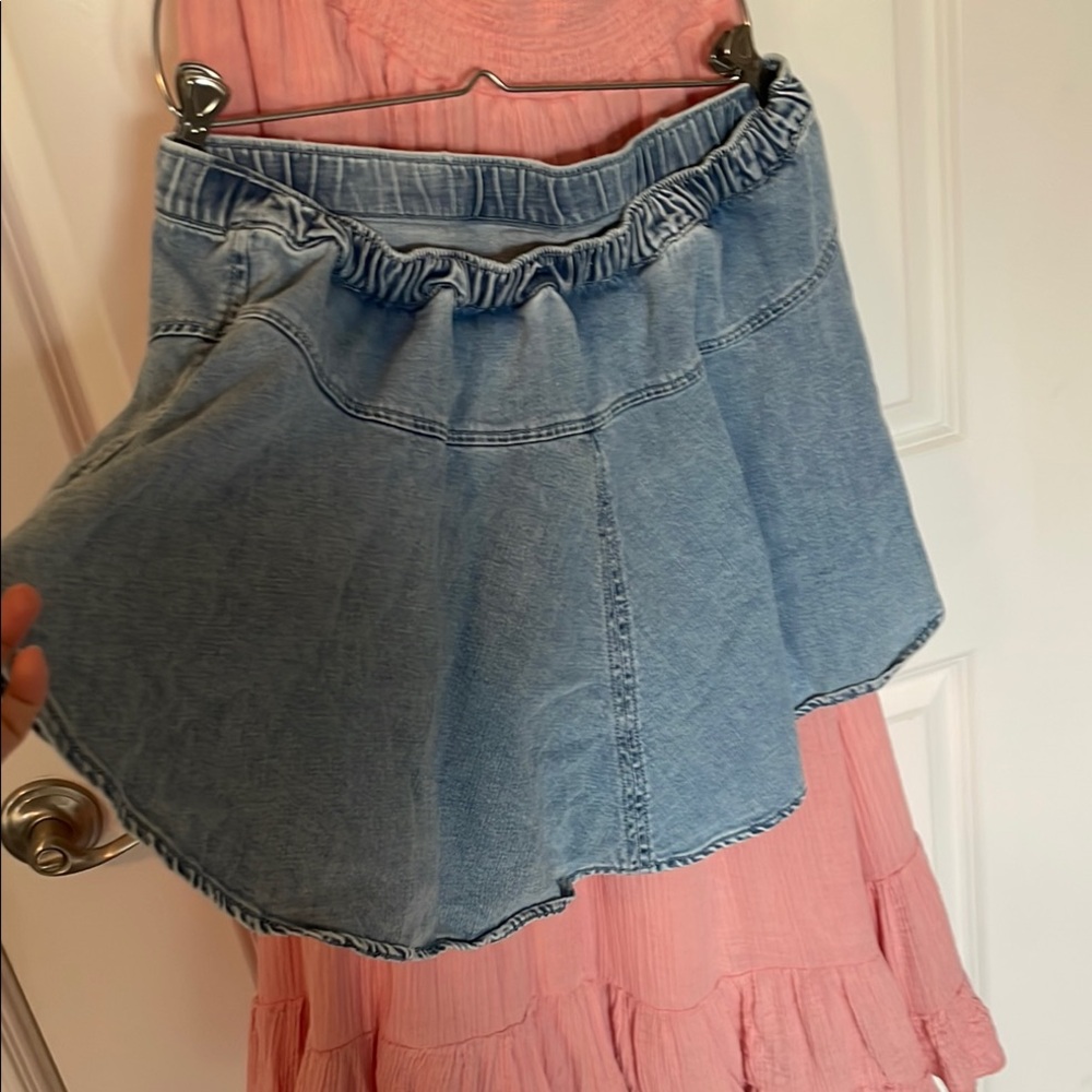 Aerie Blue Ruched Mini Skirt Casual